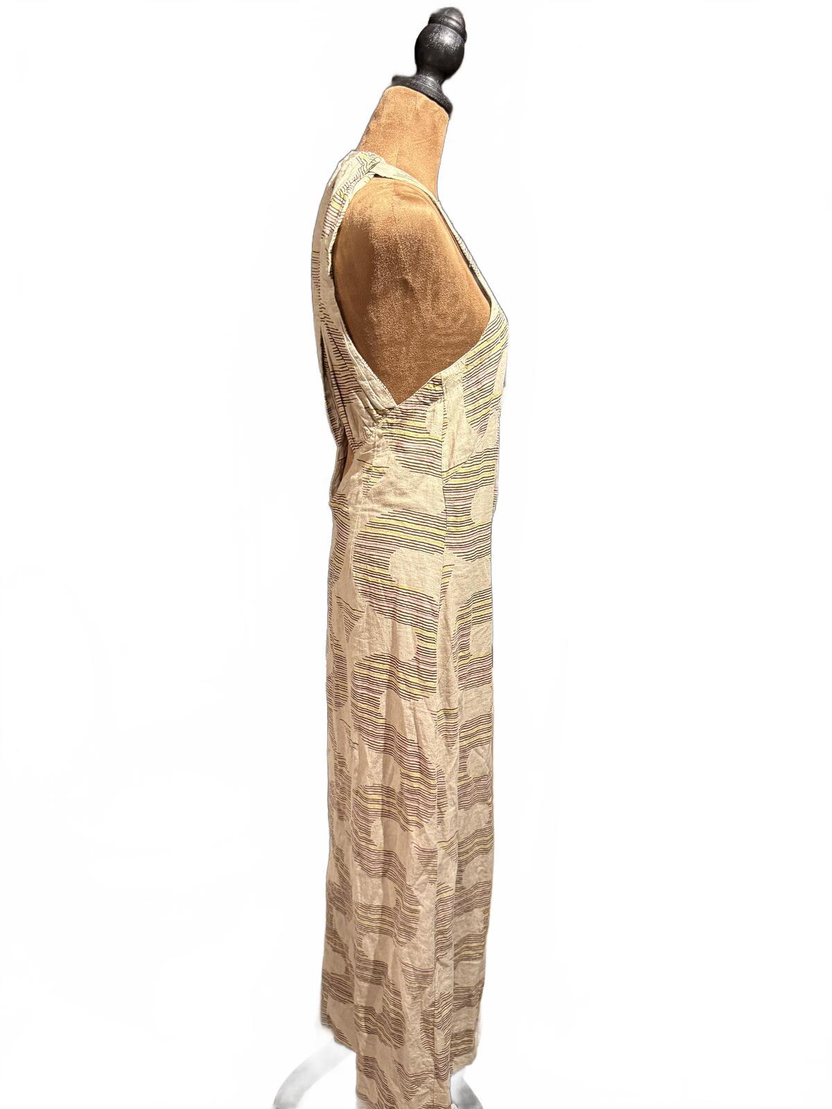 Urban Outfitters Beige Abstract Print Sleeveless Button Front Dress