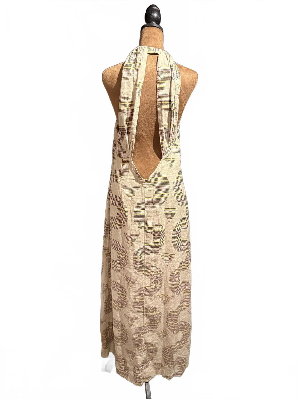 Urban Outfitters Beige Abstract Print Sleeveless Button Front Dress