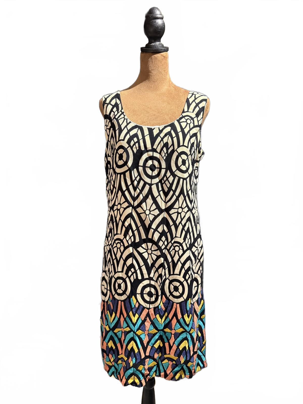 Kachel Sleeveless Abstract Print Shift Dress