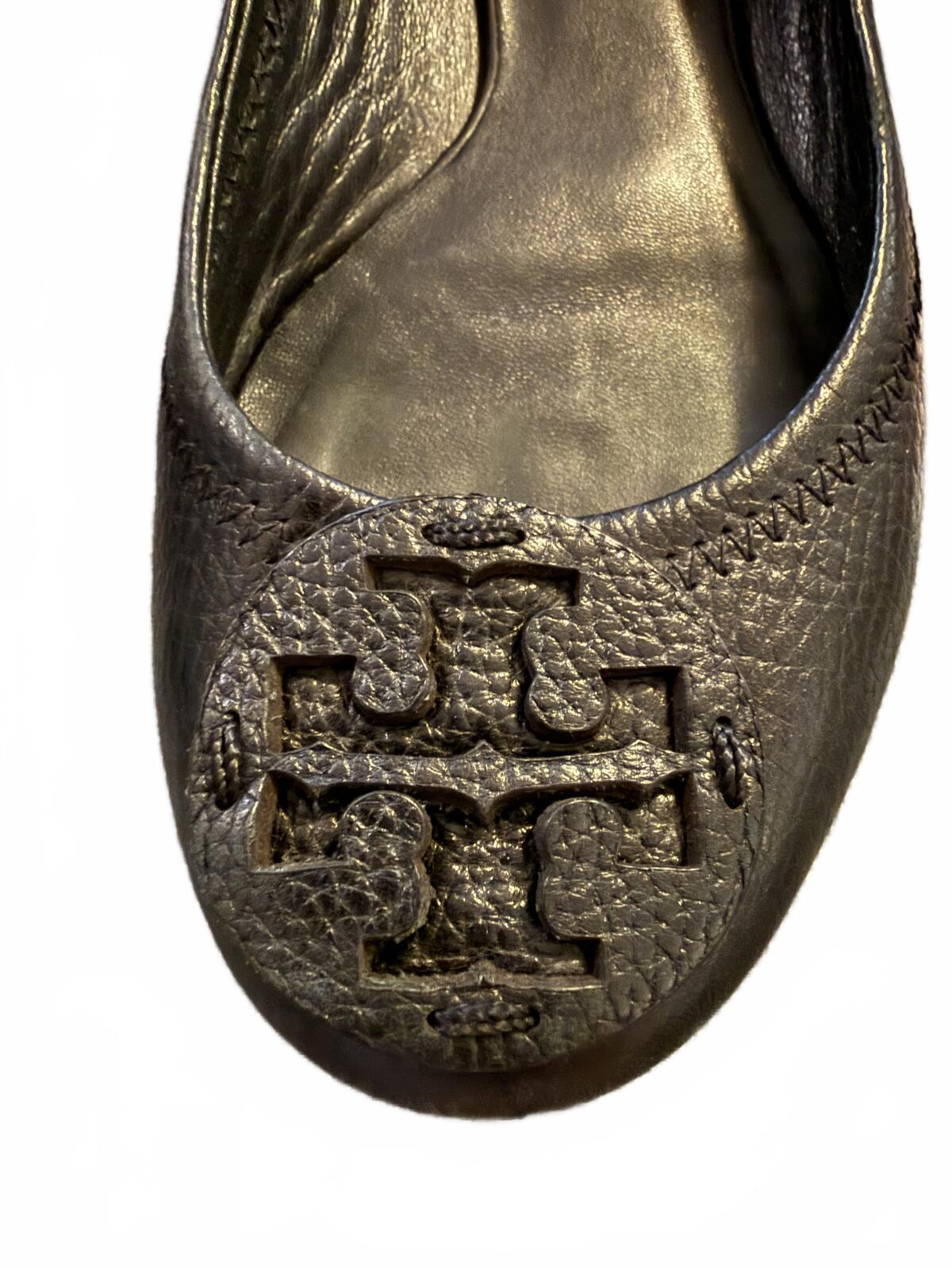 Tory Burch Black Leather Reva Ballet Flats Logo Medallion