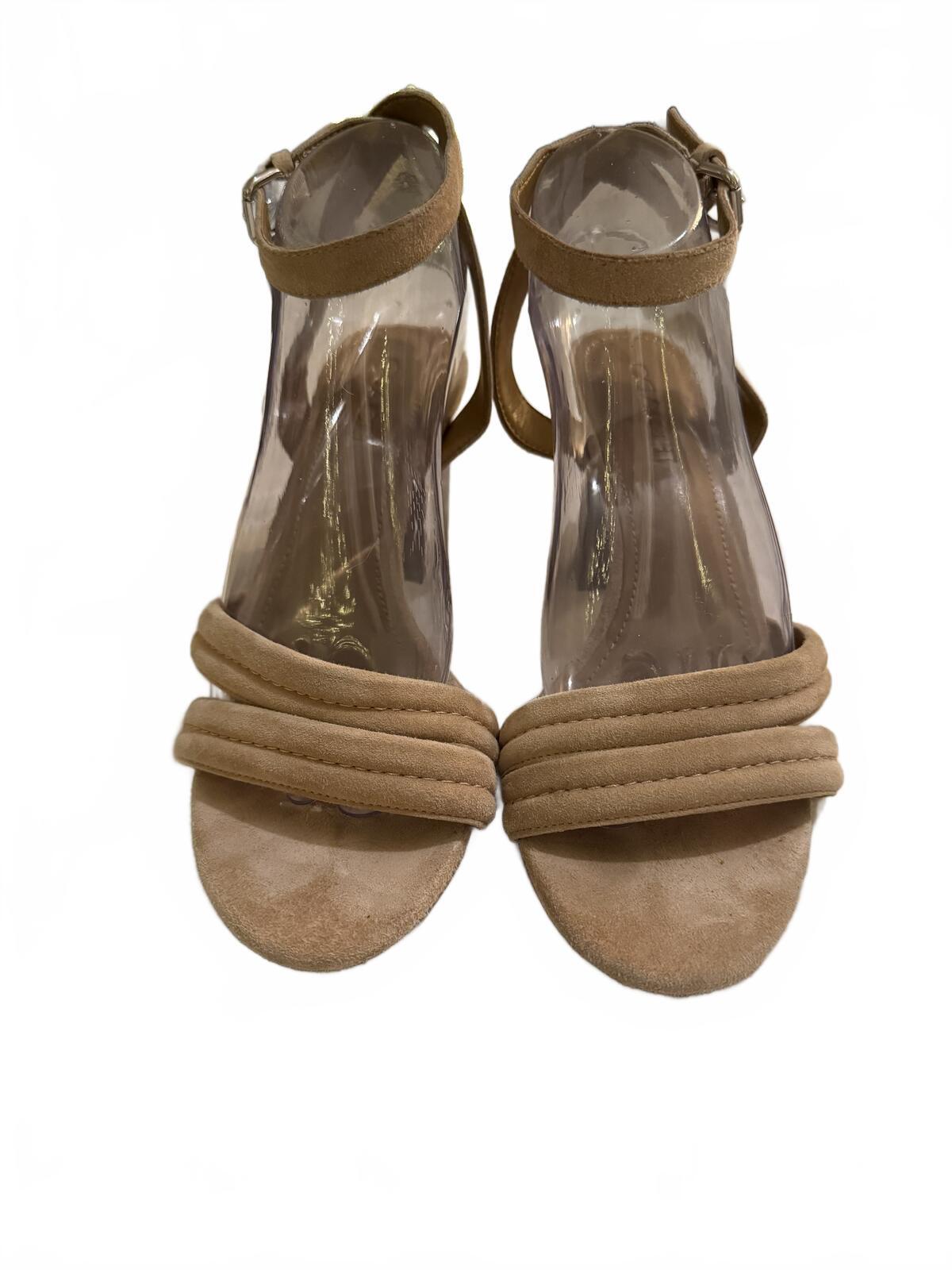 Coach Tan Suede Ankle Strap Heeled Sandals