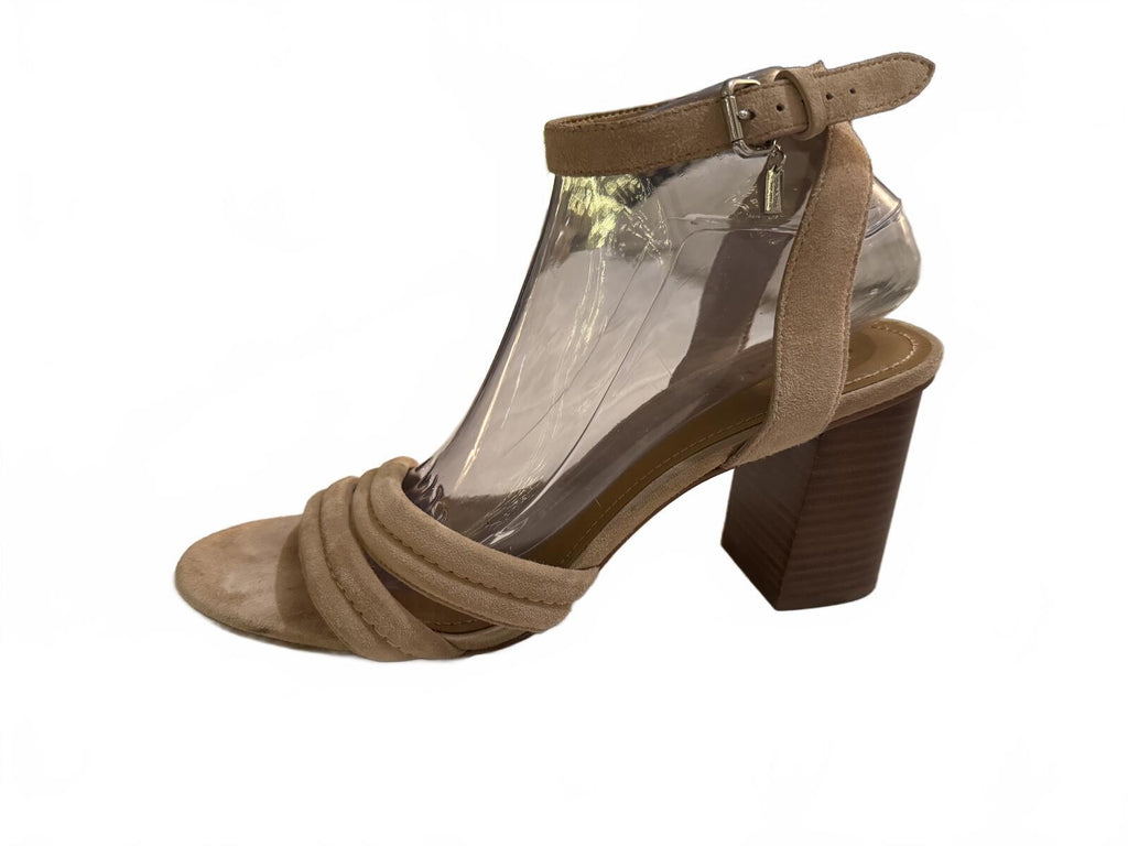 Coach Tan Suede Ankle Strap Heeled Sandals