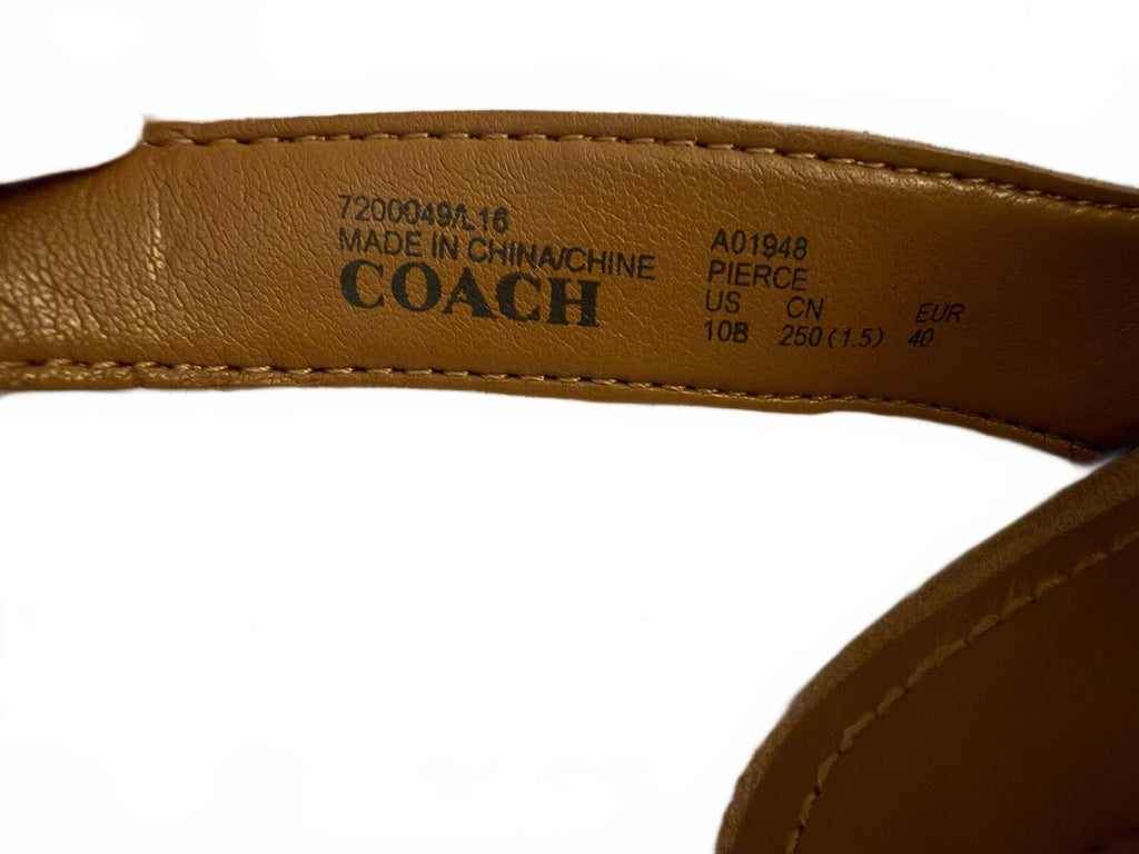 Coach Tan Suede Ankle Strap Heeled Sandals