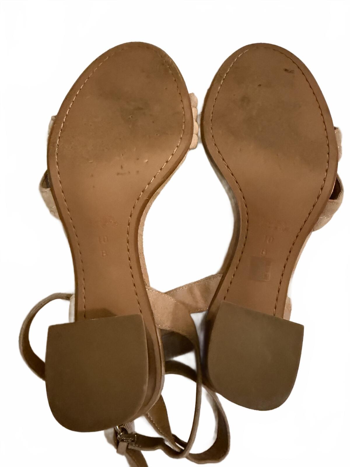 Coach Tan Suede Ankle Strap Heeled Sandals