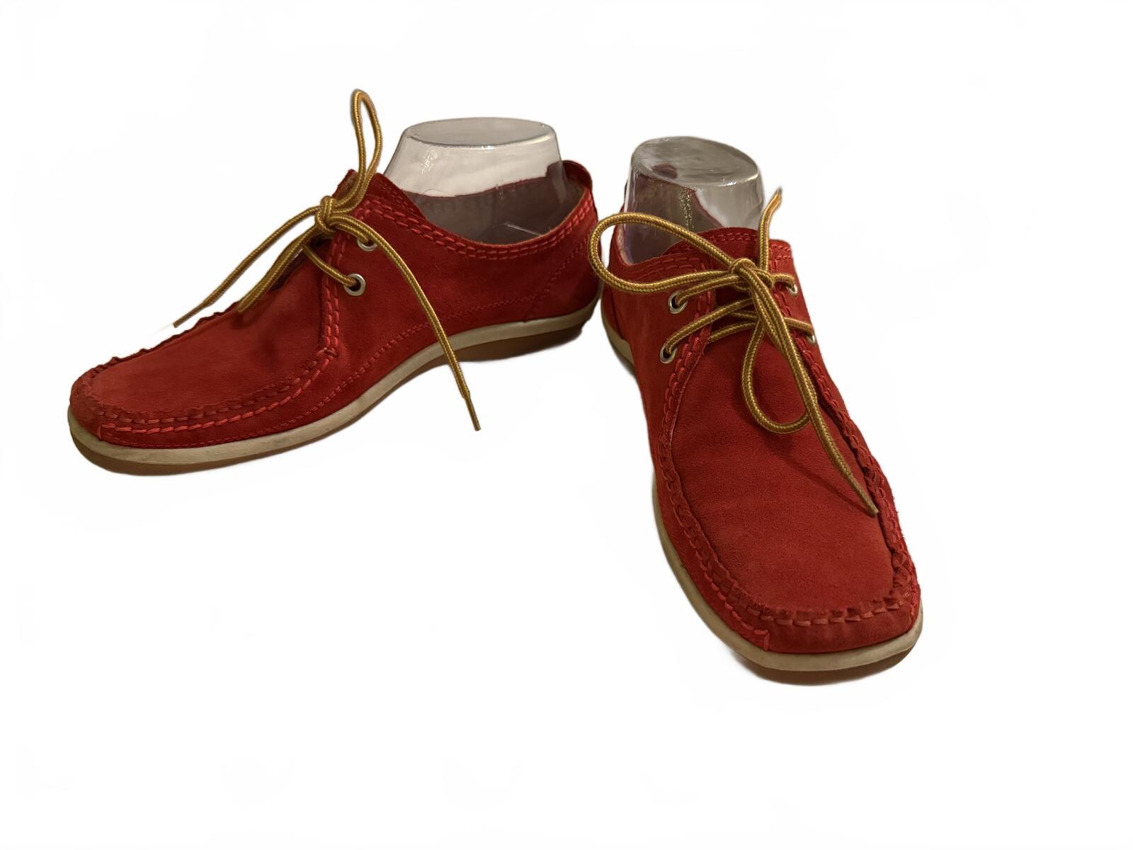 Michael Kors Red Suede Lace-Up Driving Shoes Made in Italy