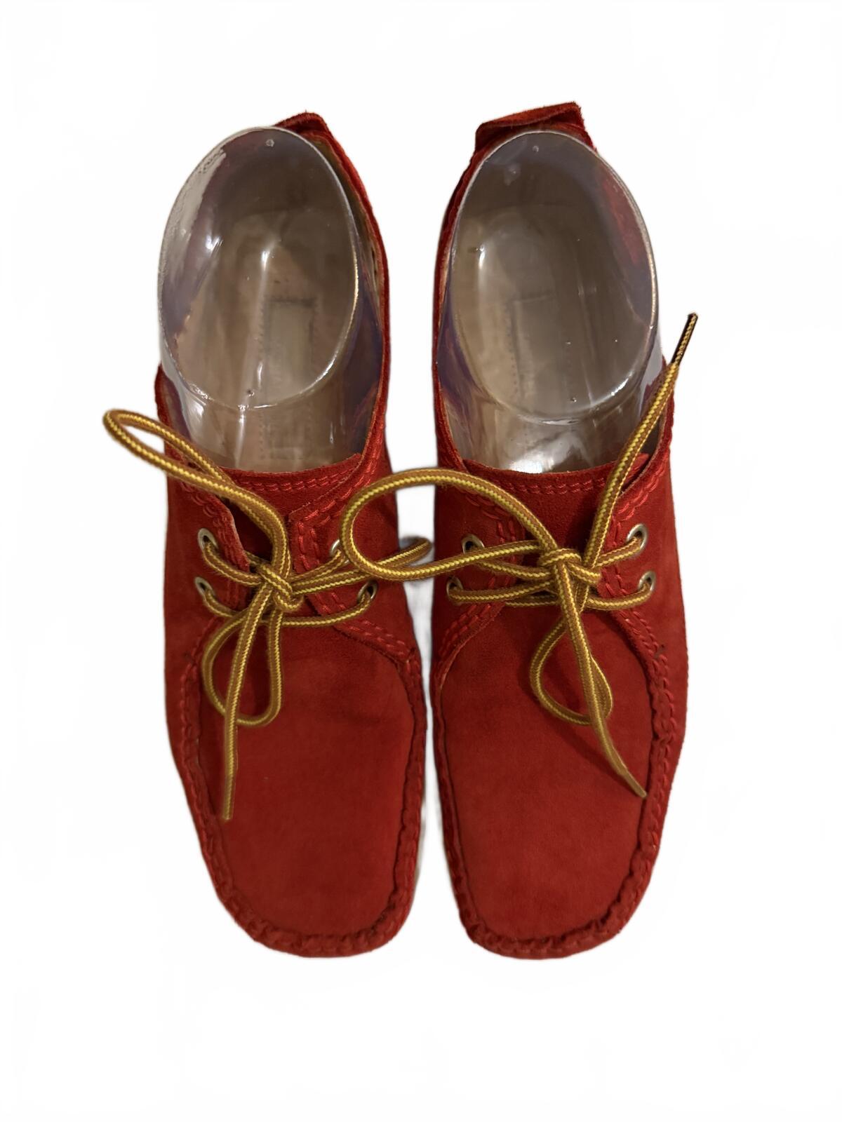 Michael Kors Red Suede Lace-Up Driving Shoes Made in Italy