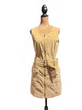 Rewash Tan Sleeveless Utility Zip-Front Belted Dress