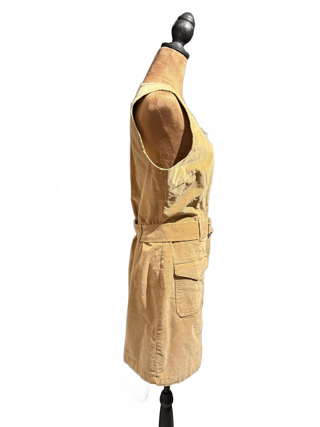 Rewash Tan Sleeveless Utility Zip-Front Belted Dress