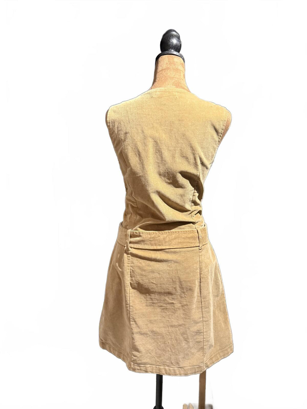 Rewash Tan Sleeveless Utility Zip-Front Belted Dress
