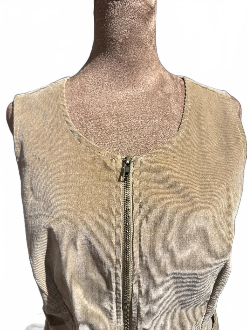 Rewash Tan Sleeveless Utility Zip-Front Belted Dress