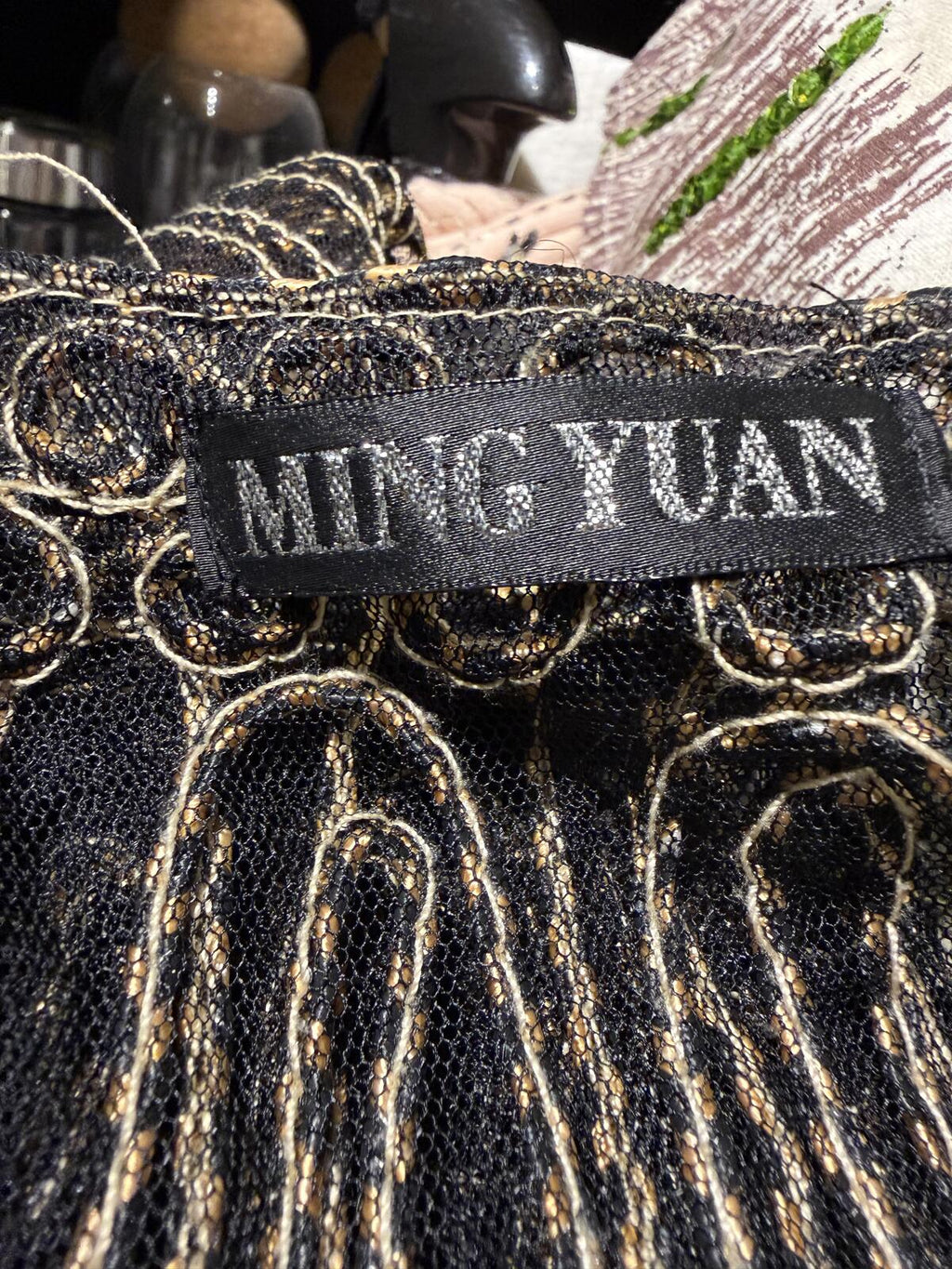 Ming Yuan Sheer Embroidered Cropped Tie Front Bolero Cardigan