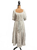 Moon River Beige Plaid Square Neck Puff Sleeve Midi Dress