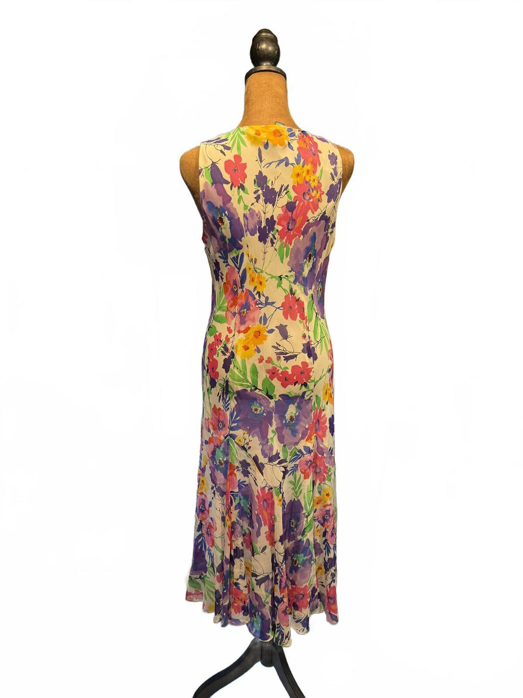Lauren Ralph Lauren Floral Silk Sleeveless V-Neck Midi Dress