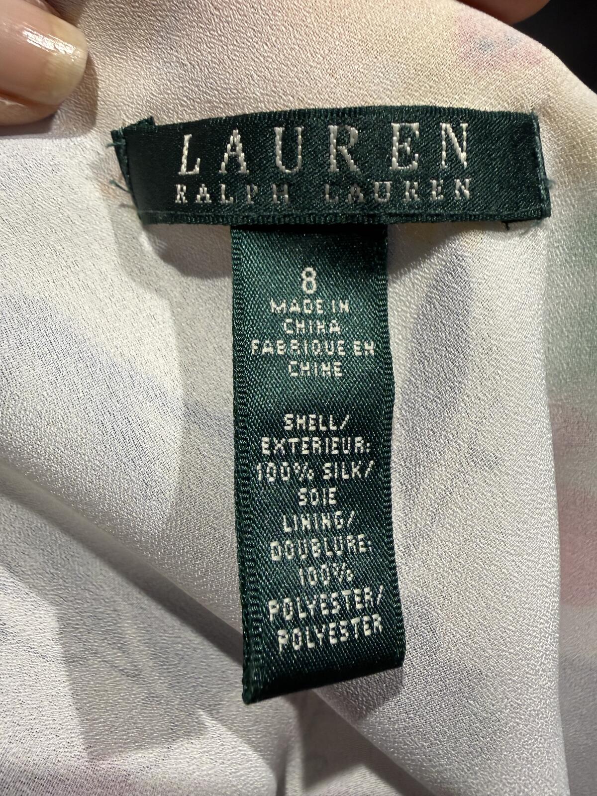 Lauren Ralph Lauren Floral Silk Sleeveless V-Neck Midi Dress