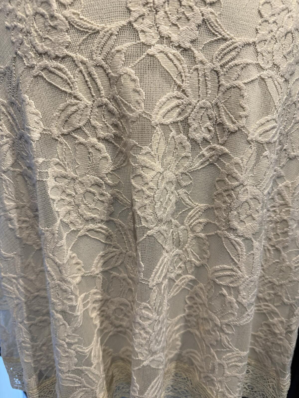 Free People Cream Lace Long-Sleeve Dress with V Back Detail