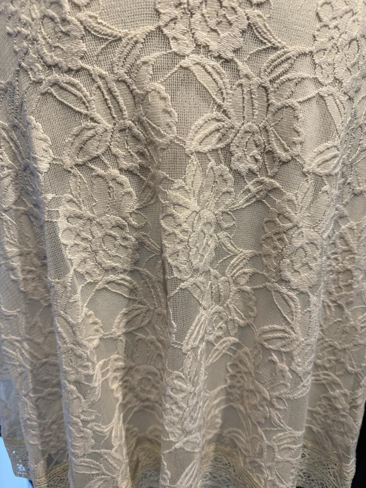 Free People Cream Lace Long-Sleeve Dress with V Back Detail