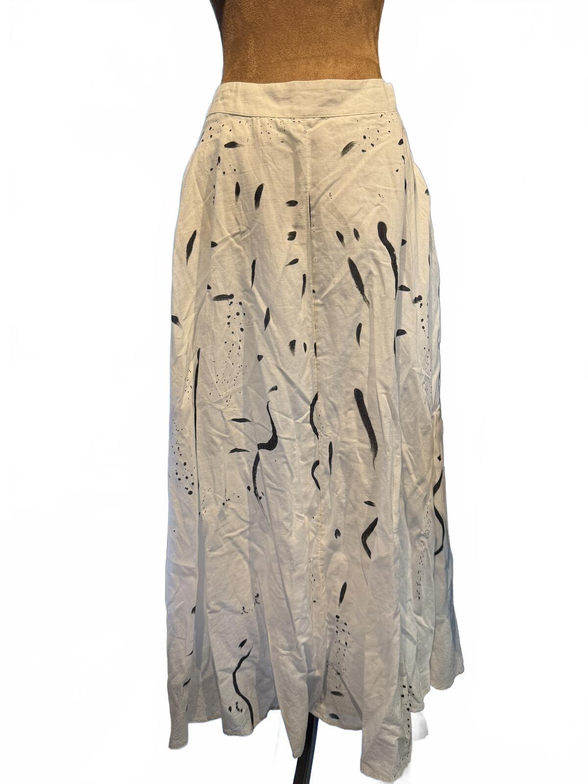 Making The Cut Beige Abstract Print Midi Skirt
