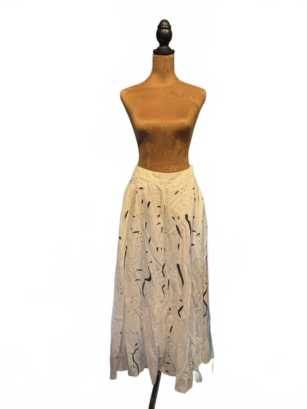 Making The Cut Beige Abstract Print Midi Skirt