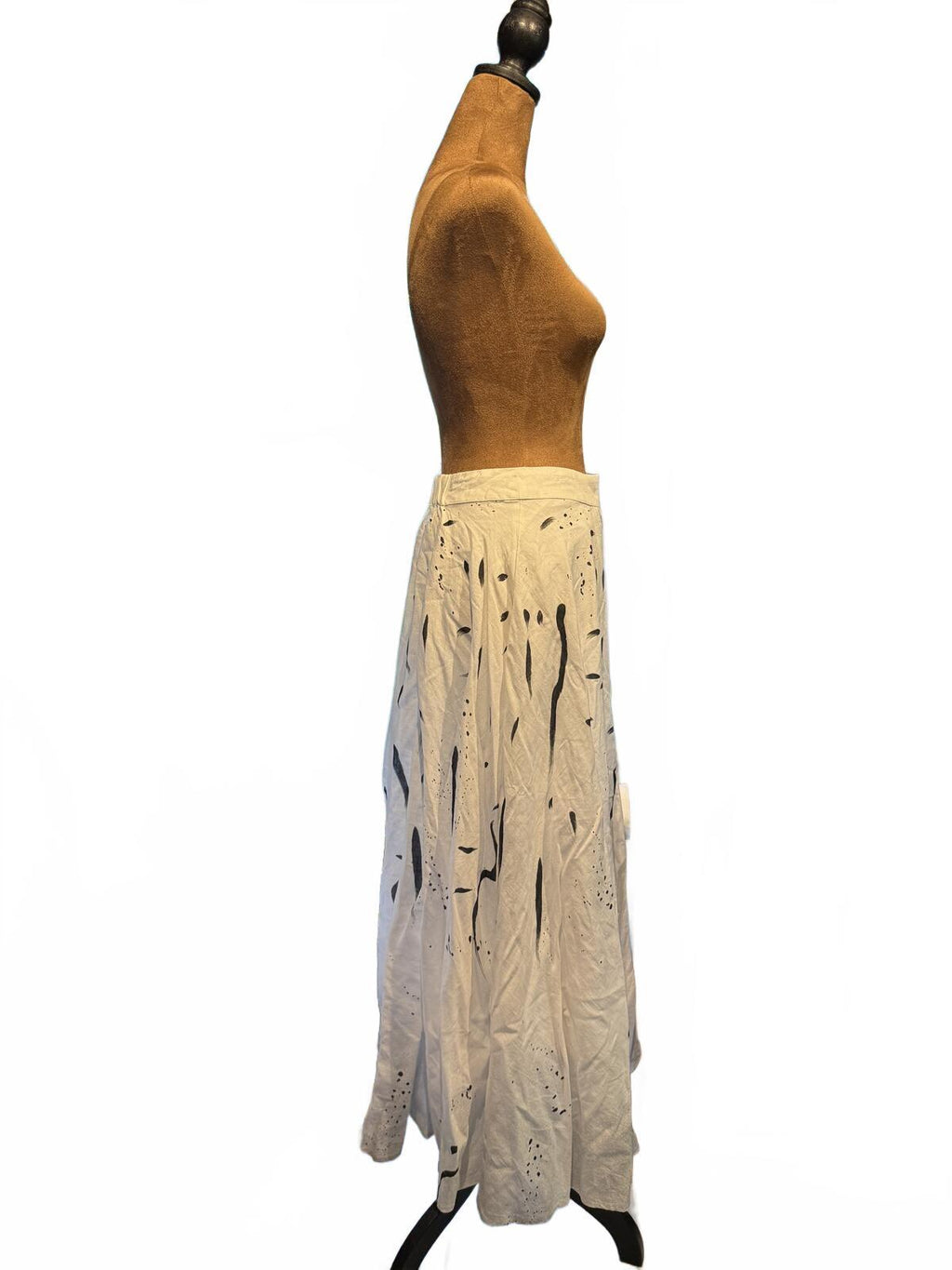 Making The Cut Beige Abstract Print Midi Skirt