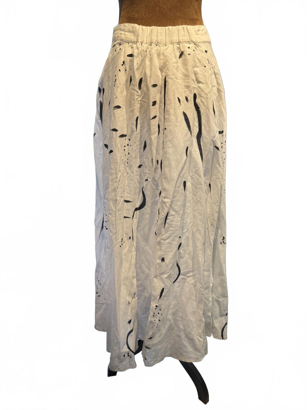 Making The Cut Beige Abstract Print Midi Skirt