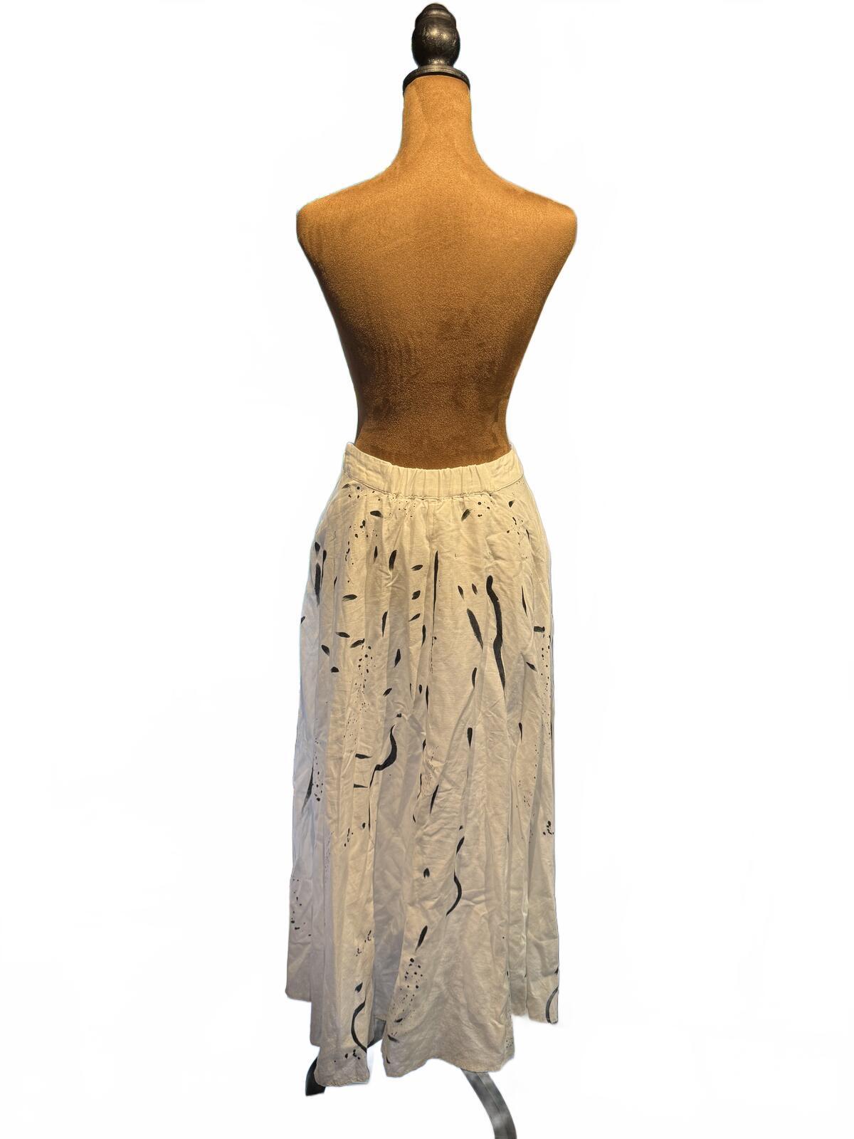 Making The Cut Beige Abstract Print Midi Skirt