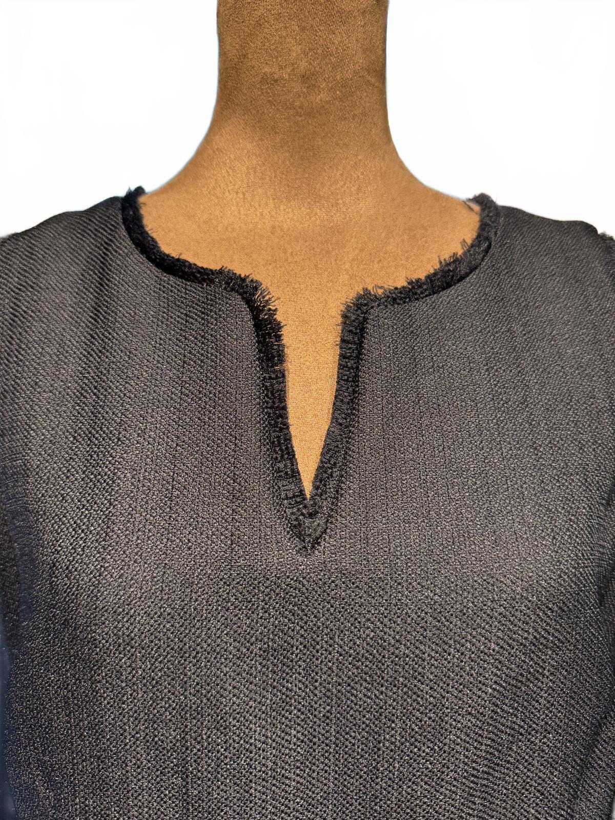 Karl Lagerfeld Paris Black Sleeveless Textured Shift Dress