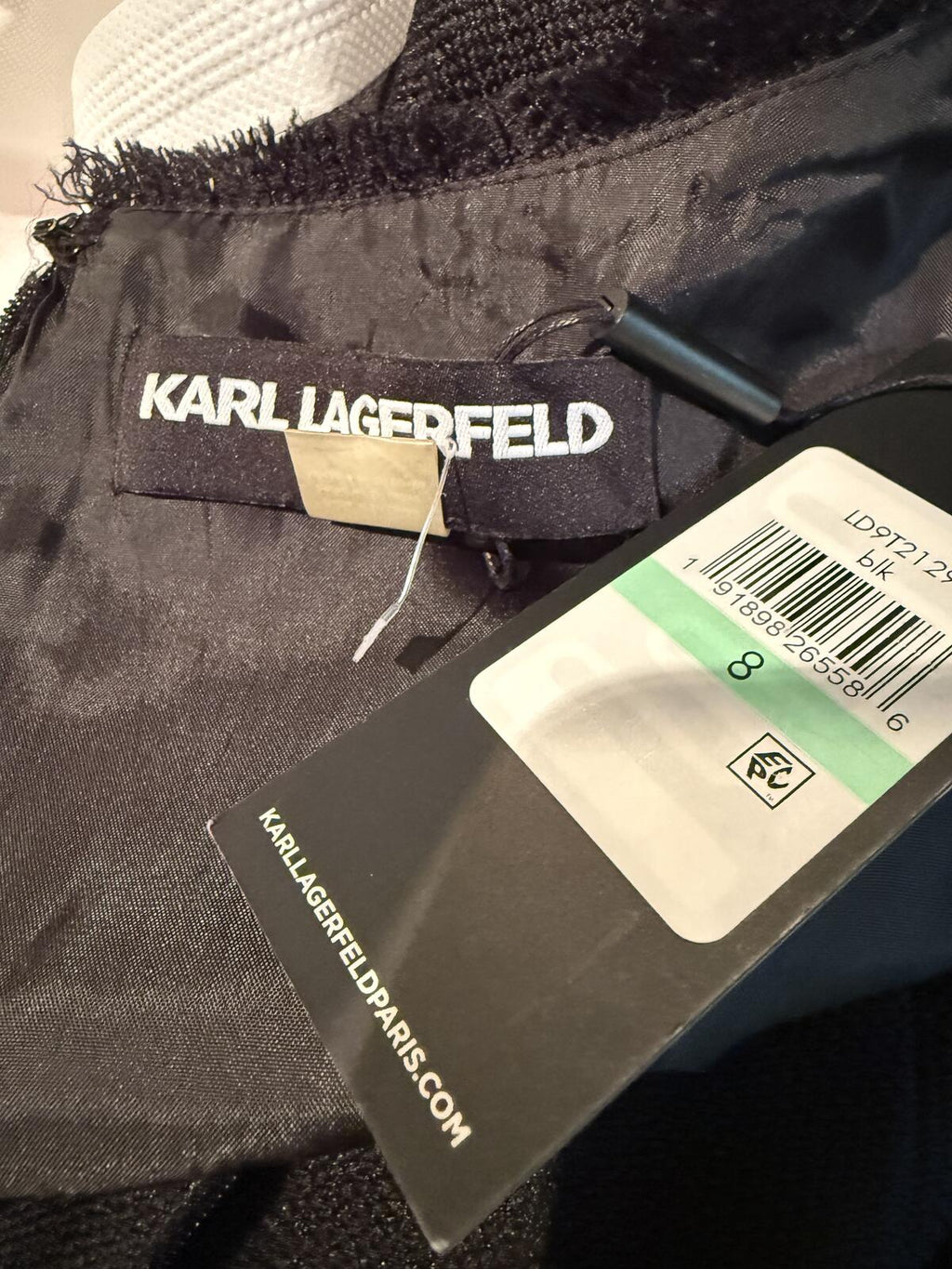 Karl Lagerfeld Paris Black Sleeveless Textured Shift Dress