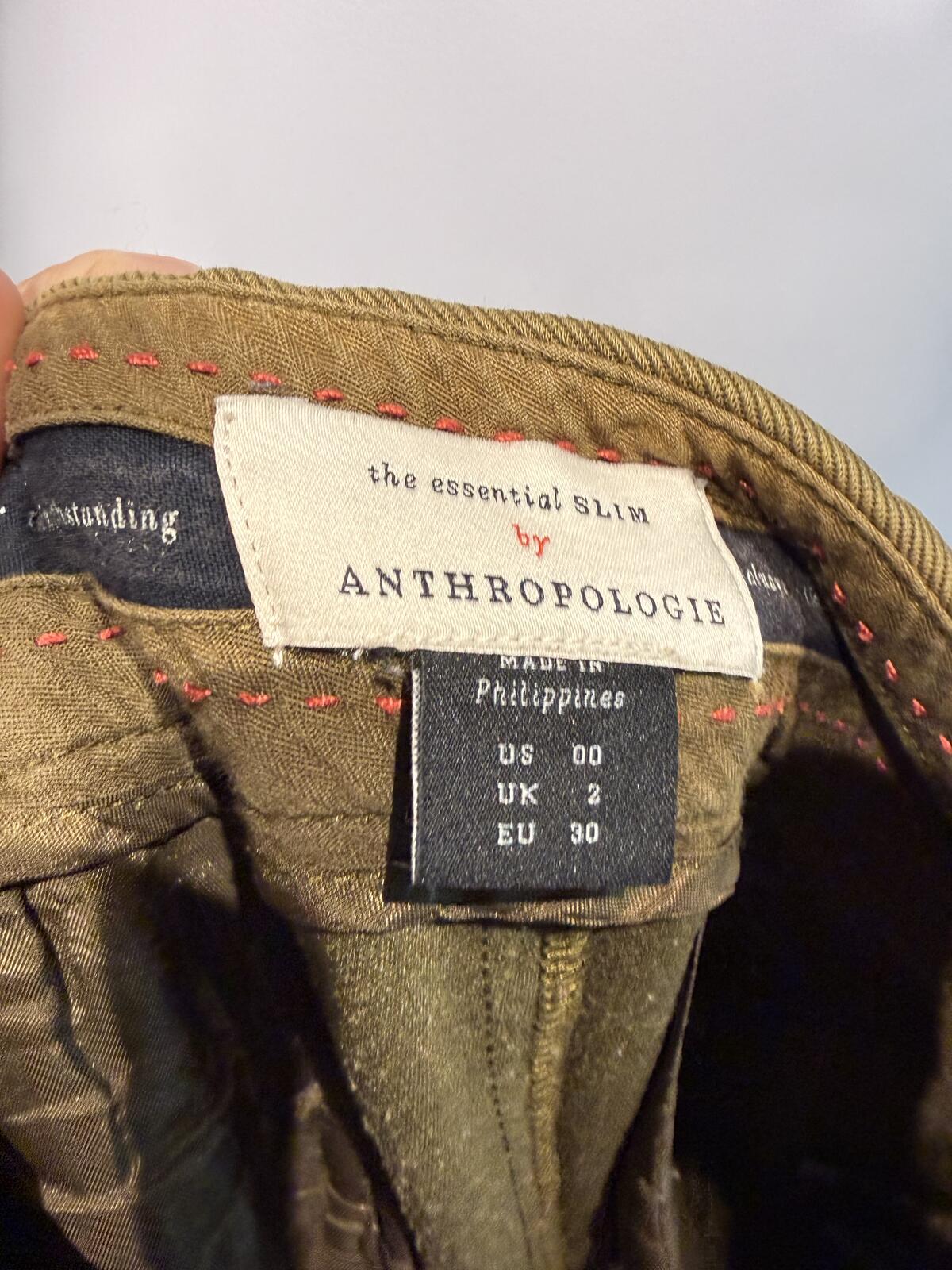 Anthropologie The Essential Slim Cargo Pants Olive Khaki