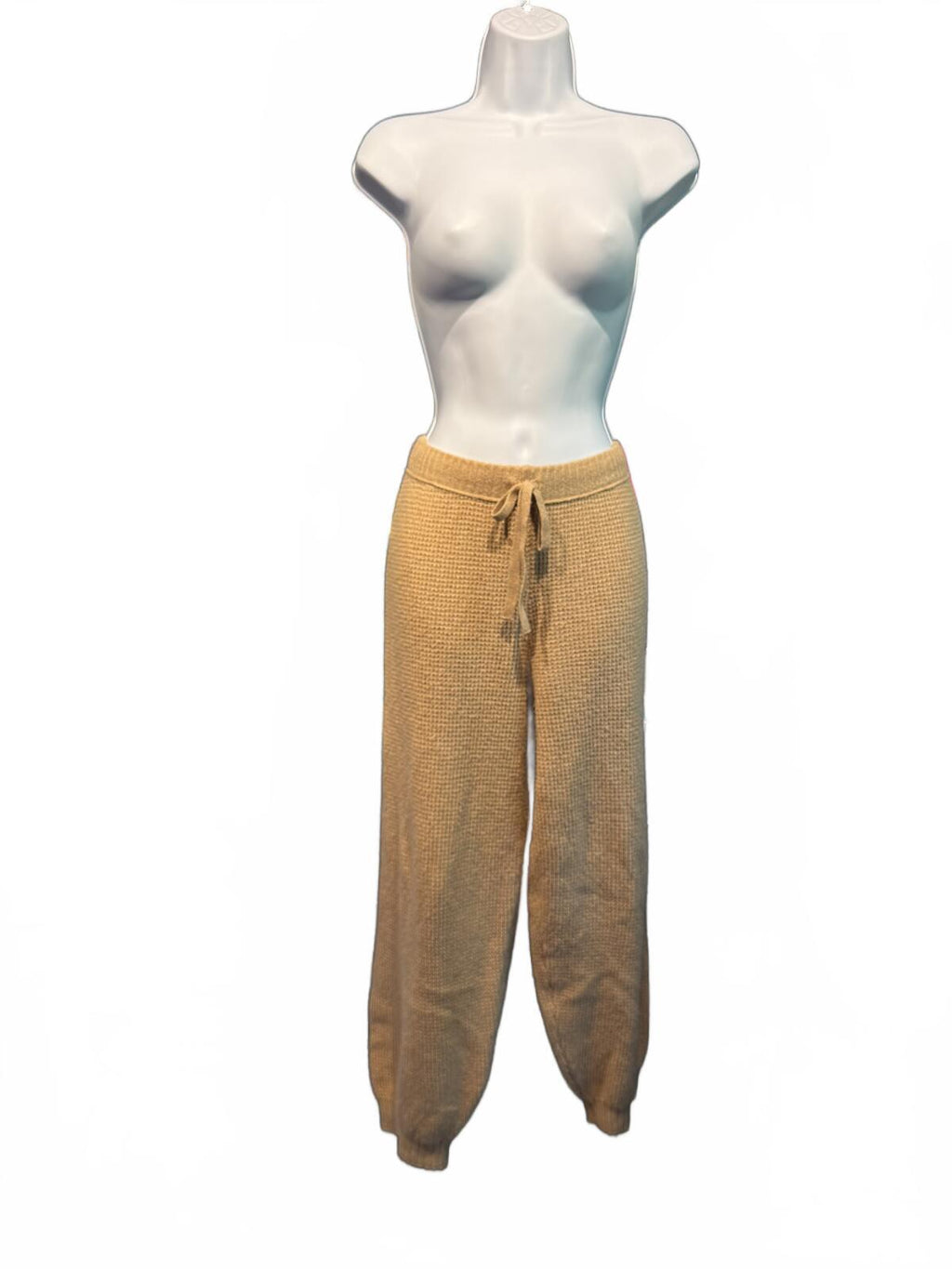 Aerie Beige Waffle Knit Lounge Jogger Pants