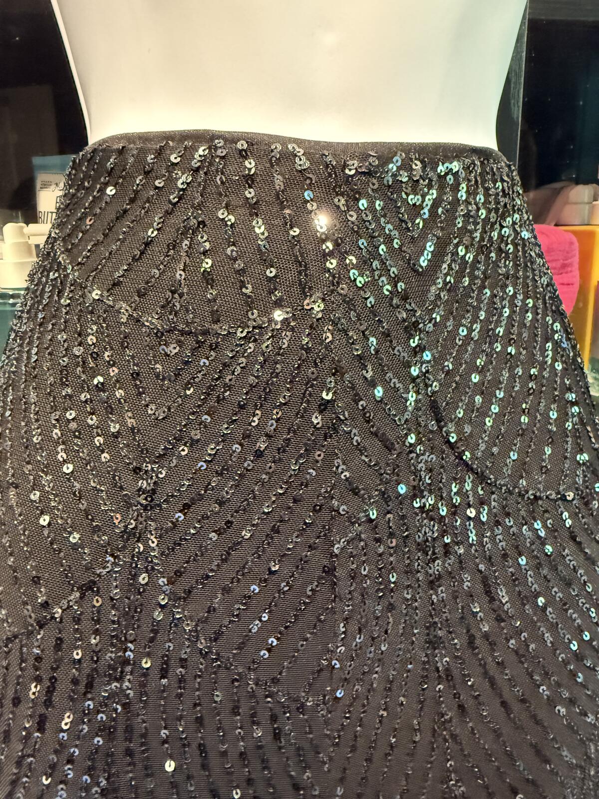 Lulus Black Sequin Fringe Hem Wide Leg Pants