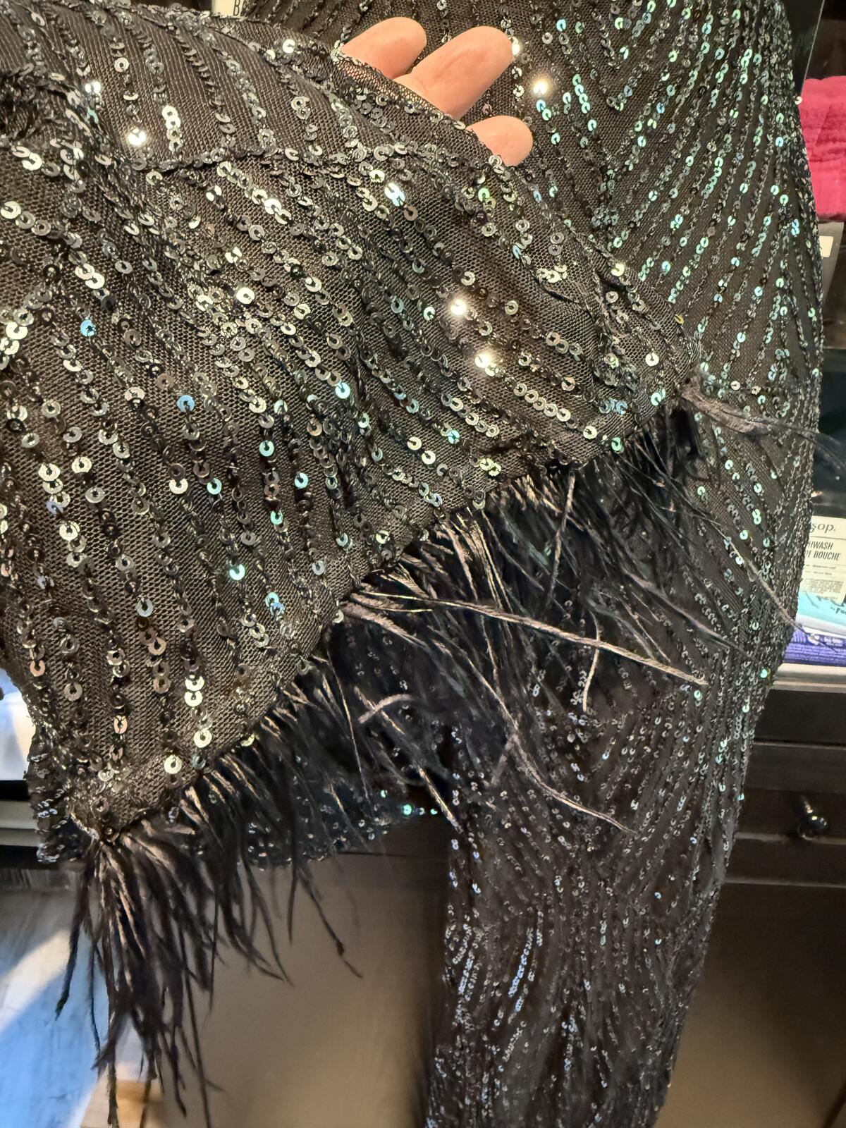 Lulus Black Sequin Fringe Hem Wide Leg Pants