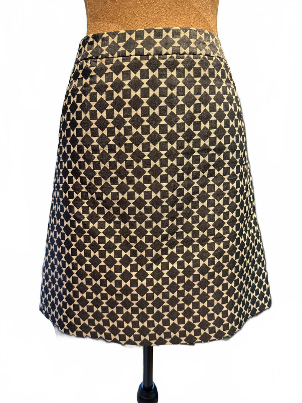 Halogen Black and Cream Geometric A-Line Mini Skirt