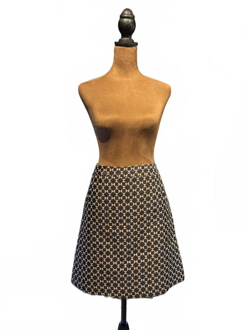 Halogen Black and Cream Geometric A-Line Mini Skirt
