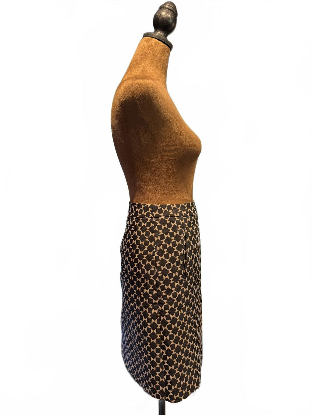 Halogen Black and Cream Geometric A-Line Mini Skirt