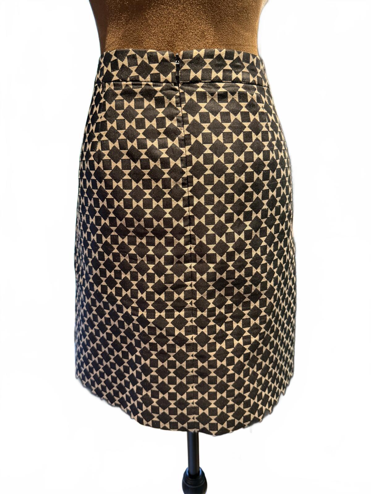 Halogen Black and Cream Geometric A-Line Mini Skirt