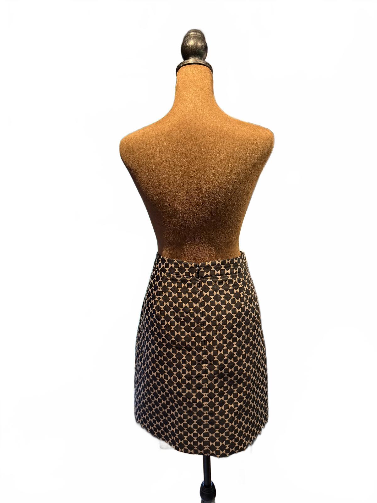 Halogen Black and Cream Geometric A-Line Mini Skirt