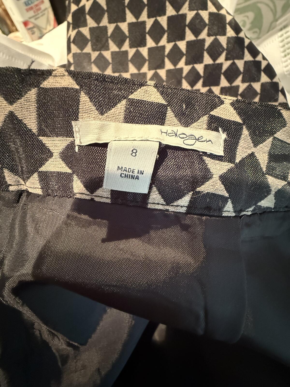 Halogen Black and Cream Geometric A-Line Mini Skirt