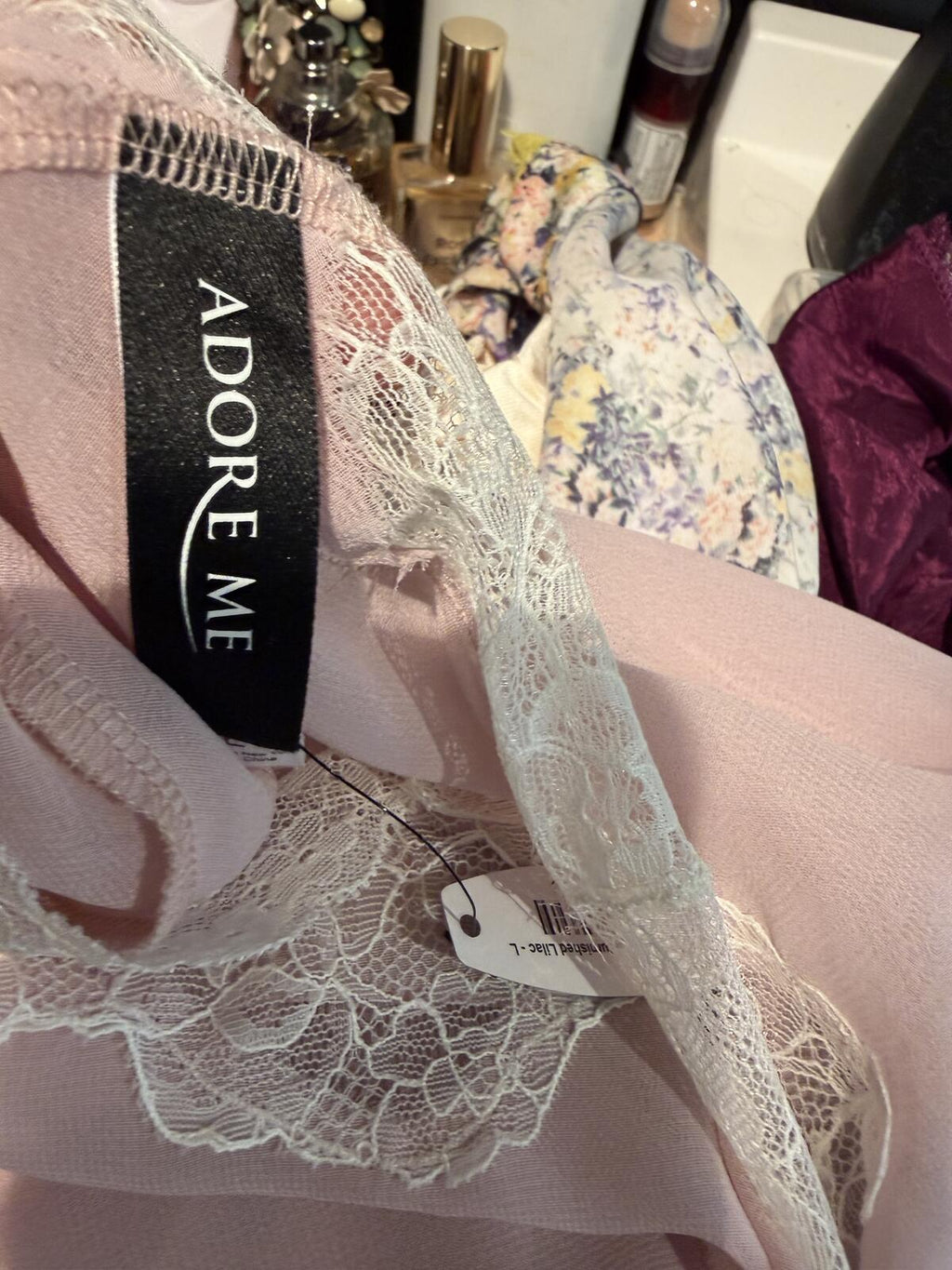 Adore Me Light Pink Lace Halter Babydoll Top with Open Back