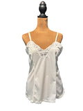 By Mel-Lin Vintage White Lace Trim Satin Camisole Top