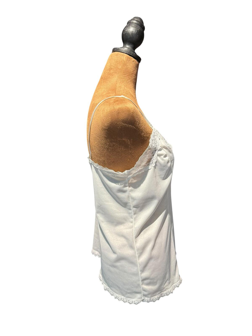 By Mel-Lin Vintage White Lace Trim Satin Camisole Top