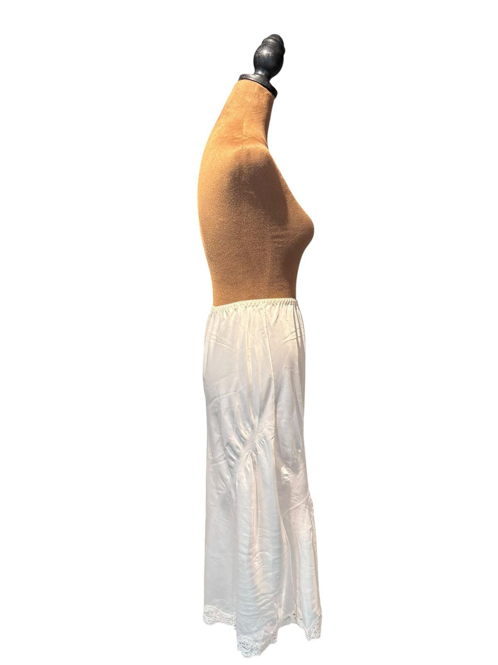 Barbizon Vintage Cream Satin Lace Hem Slip Skirt