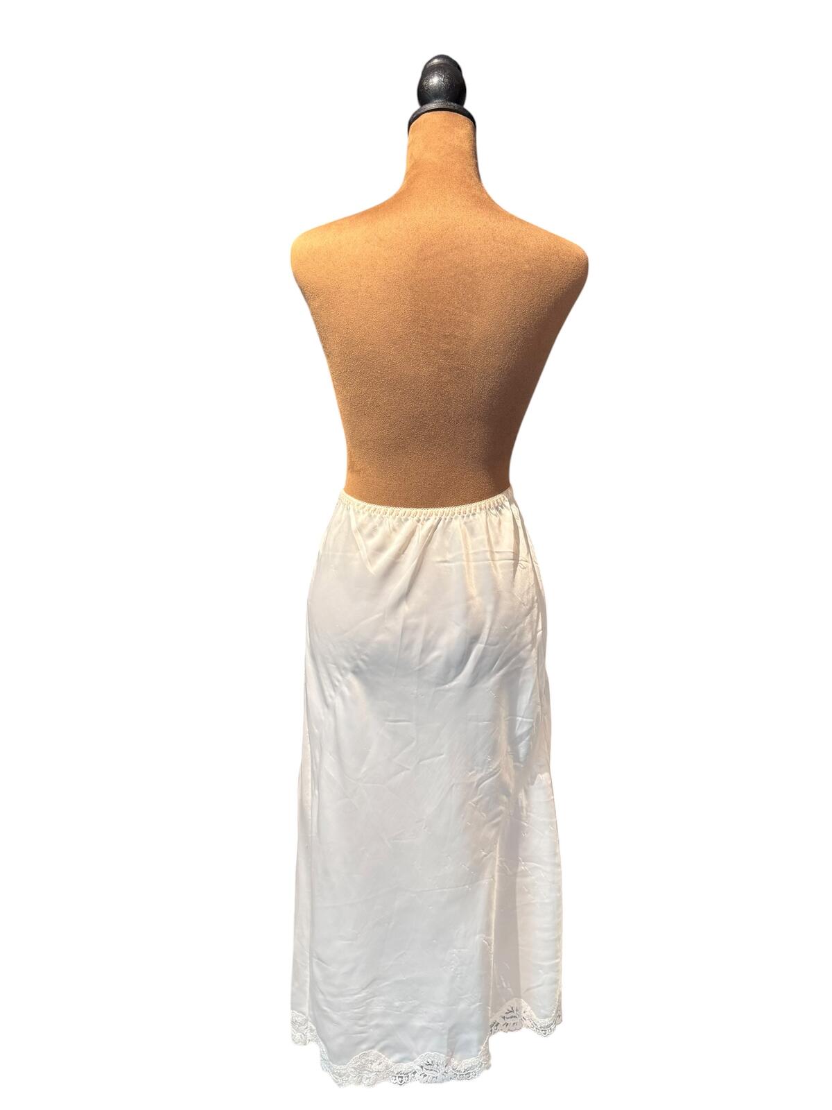 Barbizon Vintage Cream Satin Lace Hem Slip Skirt