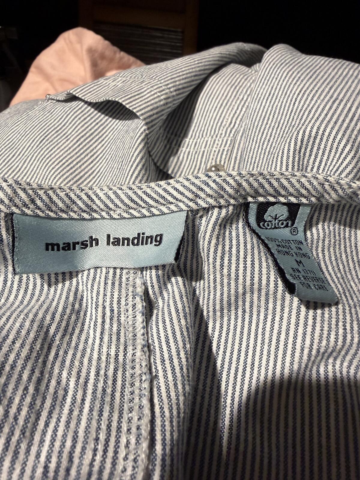Marsh Landing Striped Cotton Overall Romper Shortsalls