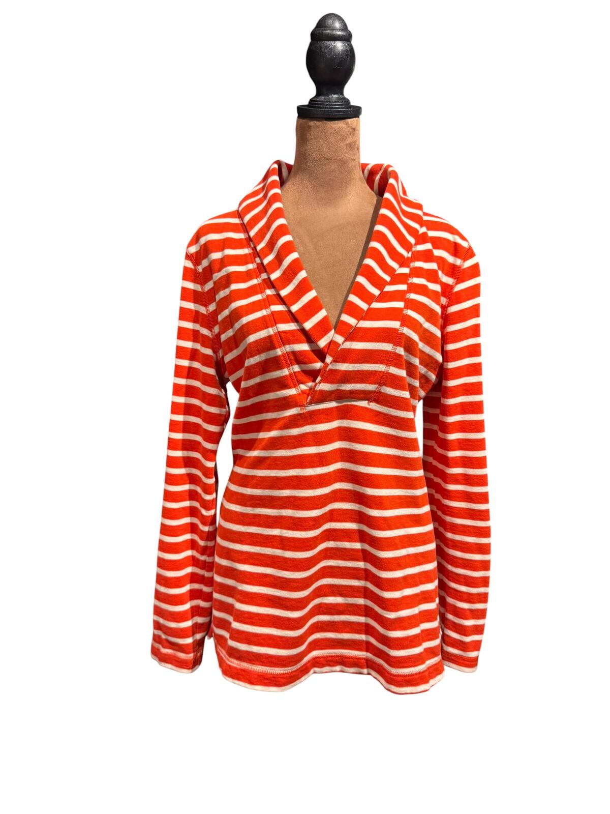 Red and White Striped Pullover Top