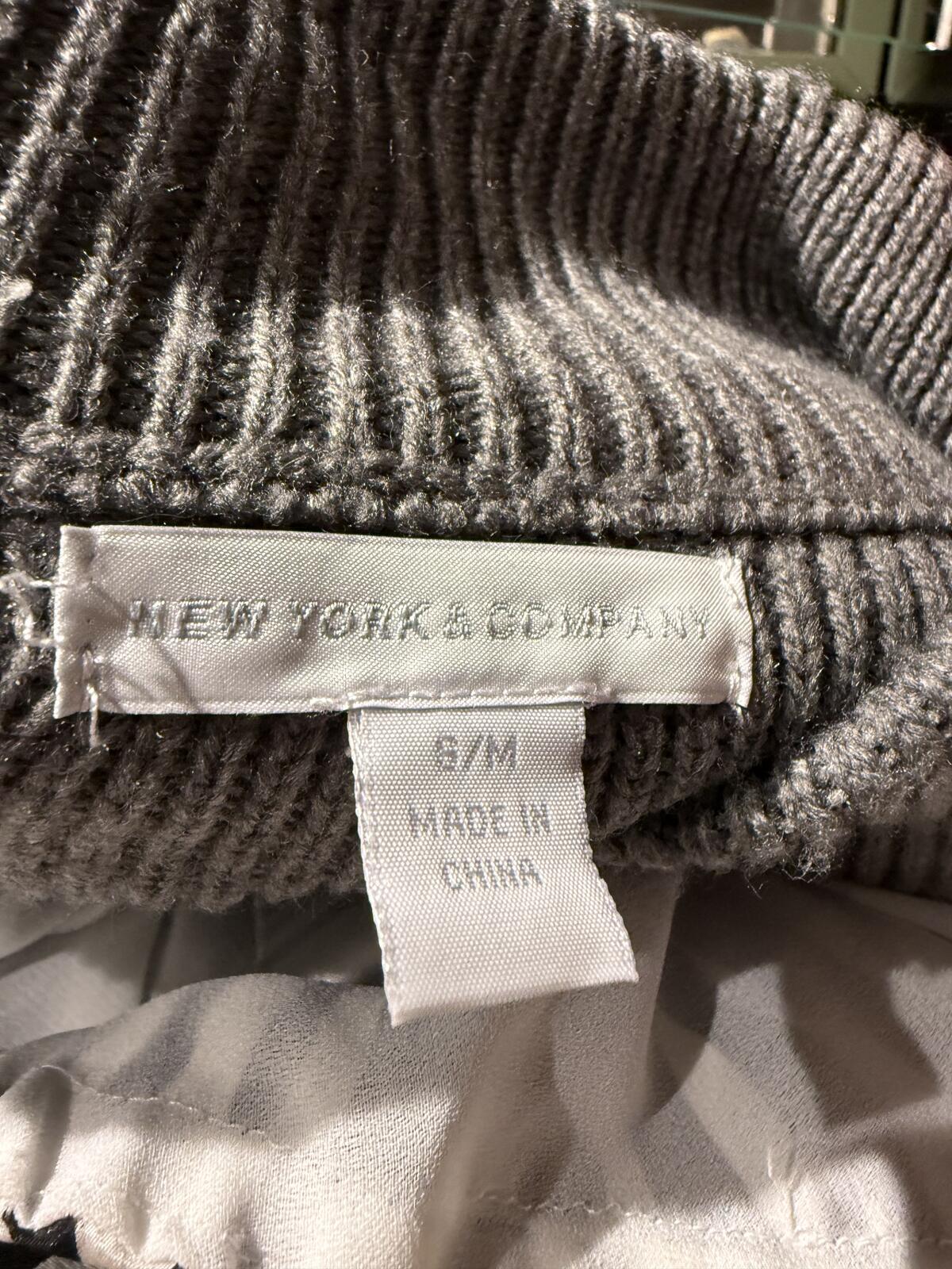 New York & Company Taupe Ribbed Turtleneck Poncho Cape Sweater