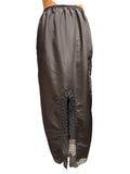 Vintage Black Satin Maxi Slip Skirt with Lace Trim and Front Slit