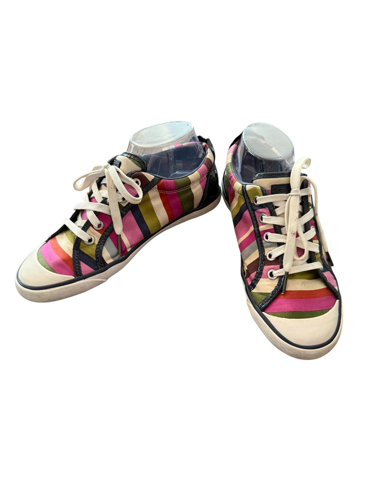 Coach Barrett Striped Leather Low Top Sneakers