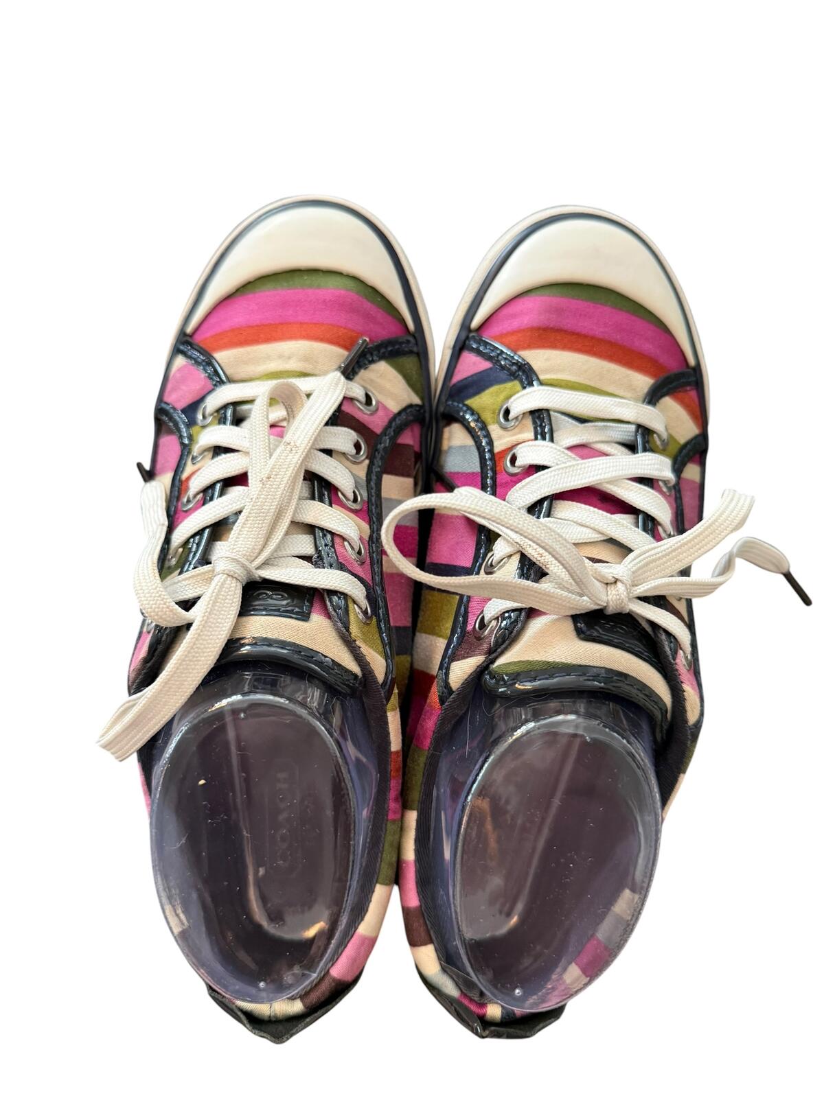 Coach Barrett Striped Leather Low Top Sneakers