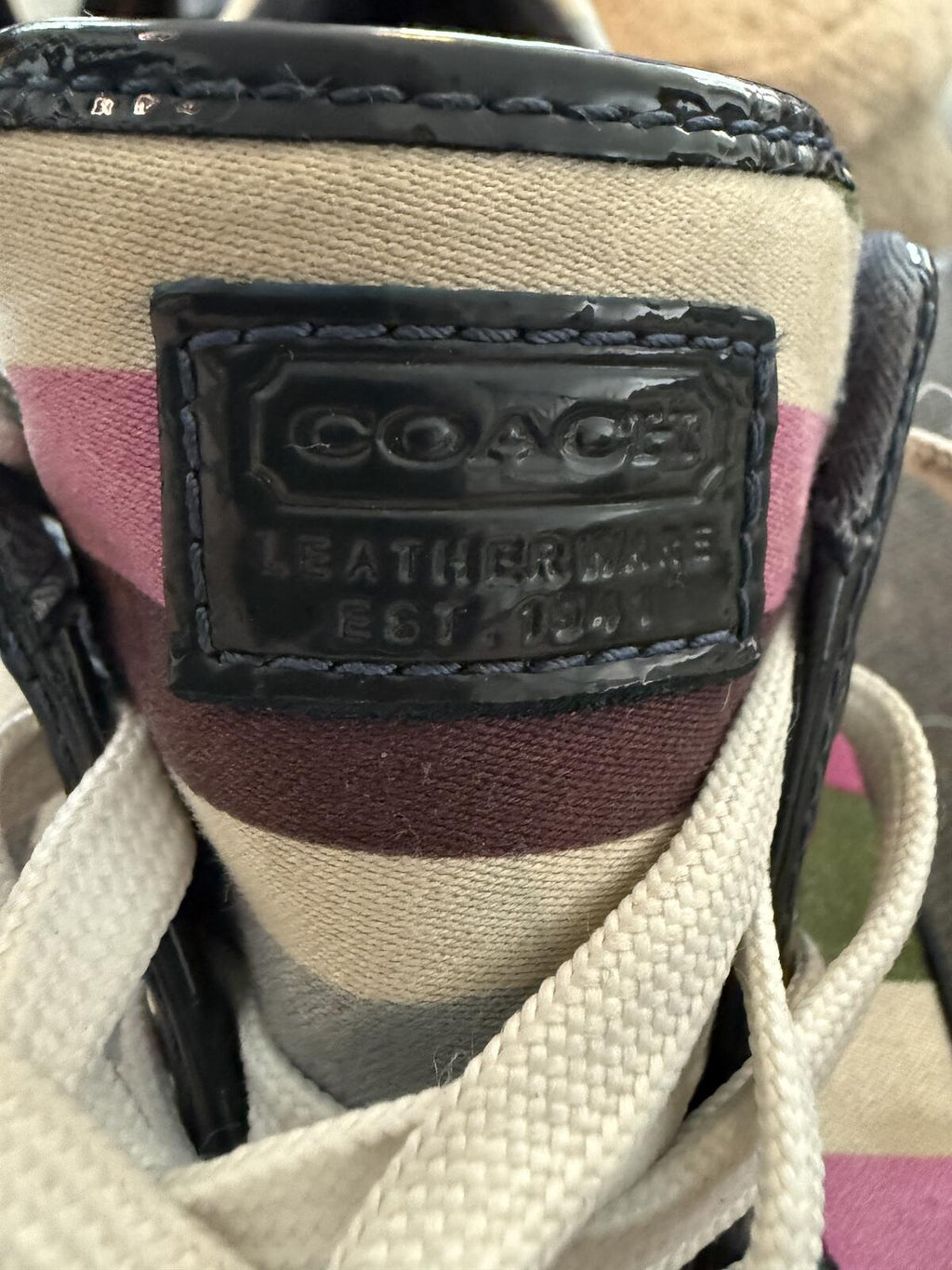 Coach Barrett Striped Leather Low Top Sneakers