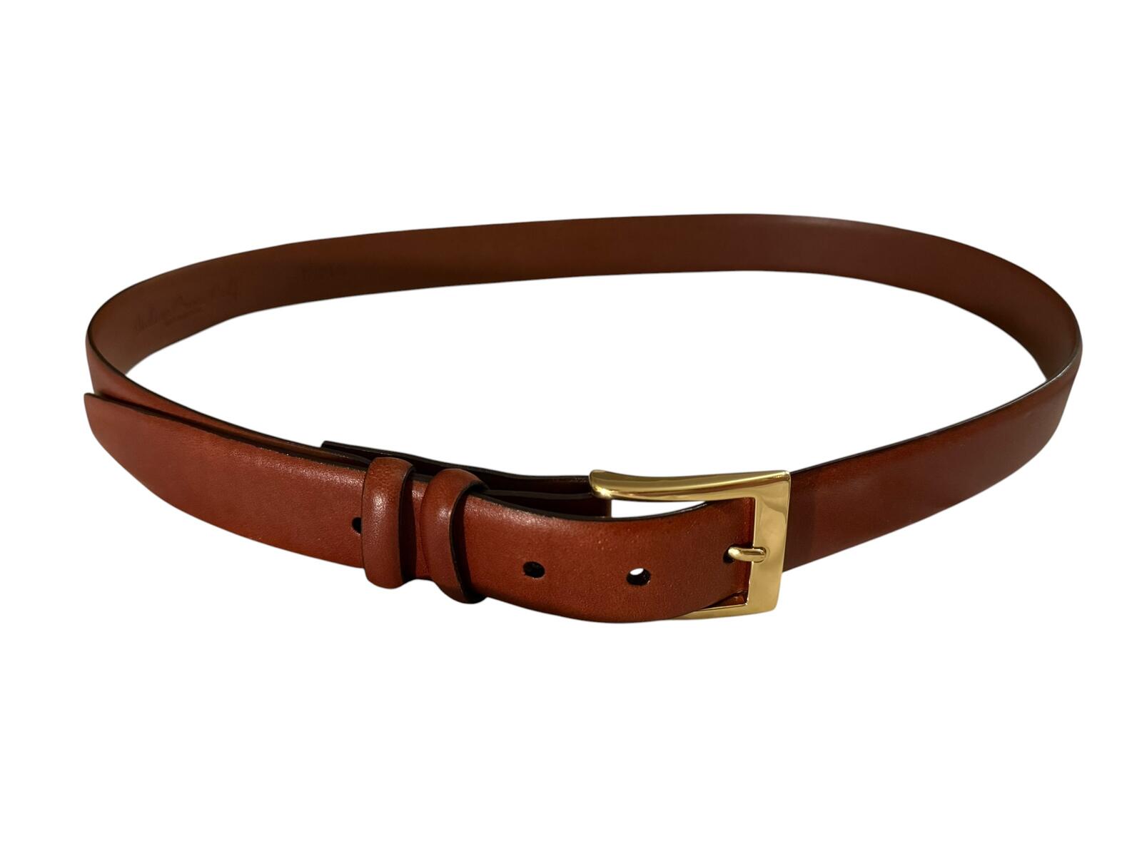 Torino Brown Leather Belt with Gold-Tone Buckle